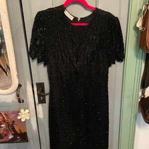 Laurence Kazar Beaded Short-Sleeve Dresses